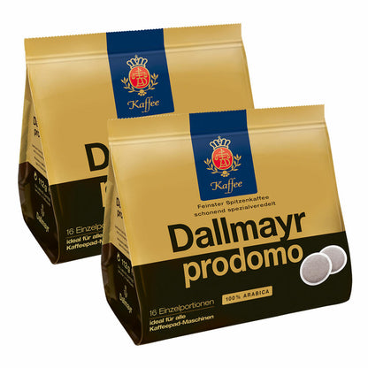 Dallmayr Prodomo Kaffeepads, für alle Pad Maschinen, Röstkaffee, Spezialveredelt, 32 Pads, á 7 g