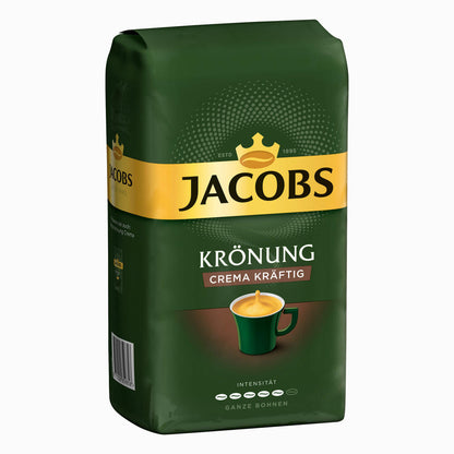 Jacobs Krönung Crema Kräftig, 3er Pack, Röstkaffee, Kaffee, ganze Bohnen, Kaffeebohnen, 3 x 1000 g