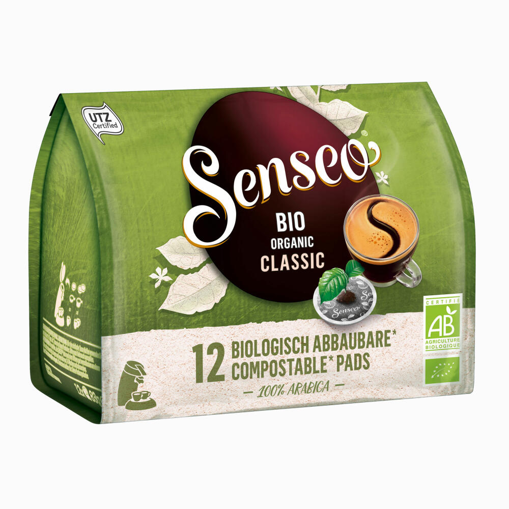 Senseo Kaffeepads Bio Organic Classic, 3er Pack, Kaffeepad, Kaffee Pad, Biologisch abbaubar, 36 Pads