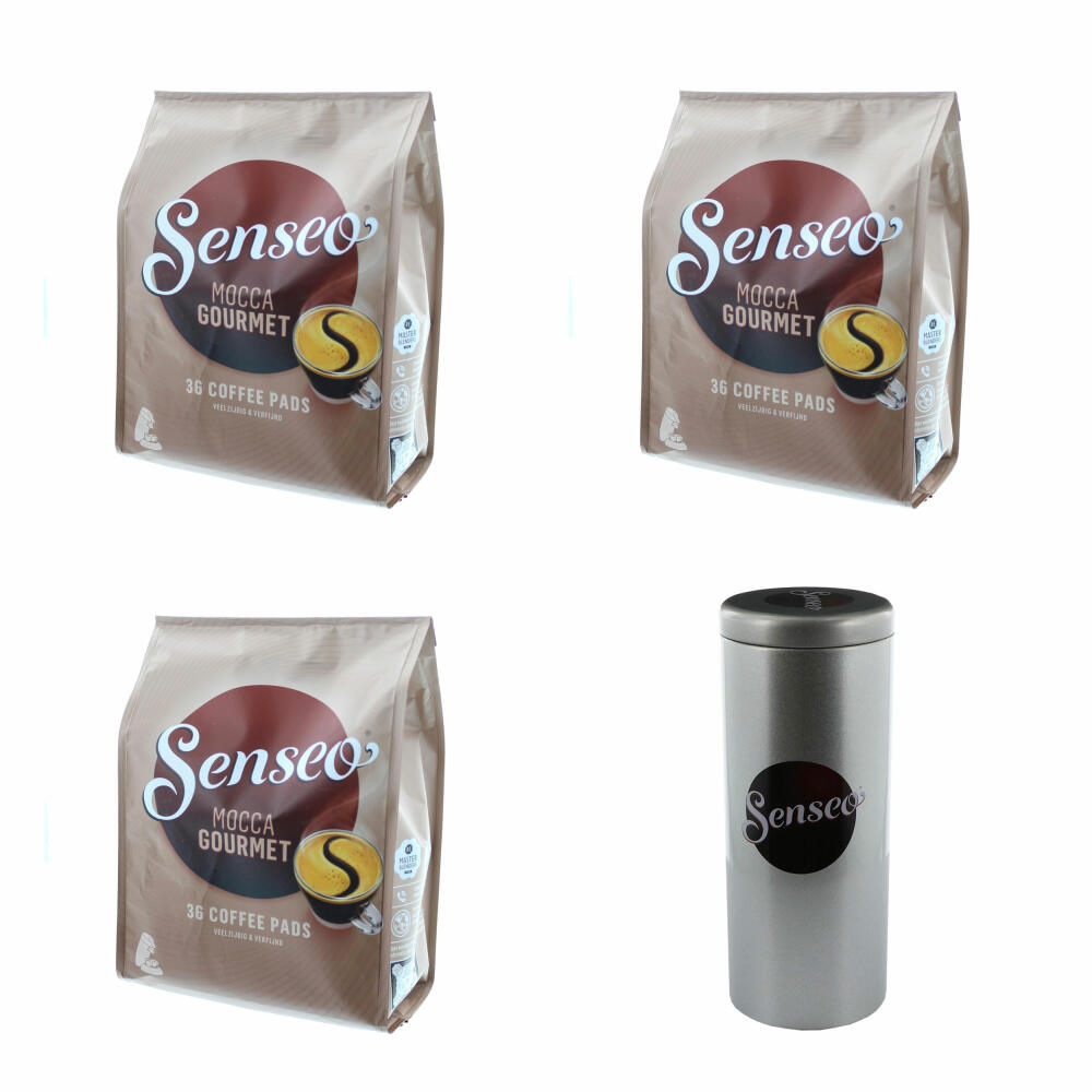 Senseo Kaffeepads Mocca Gourmet, Frisch & Intensiv, Kaffee für Kaffepadmaschinen, 108 Pads, mit Paddose
