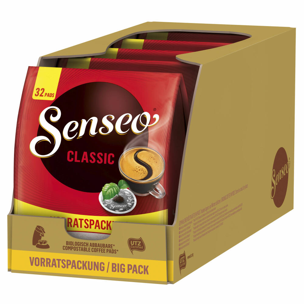 Senseo Kaffeepads Classic Vorratspackung 5er Set, Klassisch, gemahlener Röstkaffee, 5x32 Pads