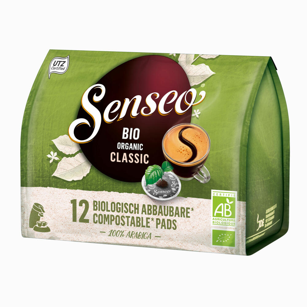 Senseo Kaffeepads Bio Organic Classic, 3er Pack, Kaffeepad, Kaffee Pad, Biologisch abbaubar, 36 Pads