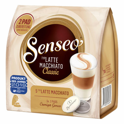 Senseo Kaffeepads Latte Macchiato Classic, Milchkaffee, Kaffee Pad, Relaunch, neues Design, 40 Pads für 20 Portionen