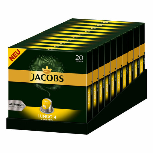Jacobs Lungo 4 Leggero Coffee Capsules, Nespresso Compatible, Coffee, 200 Capsules, á 5.2 g