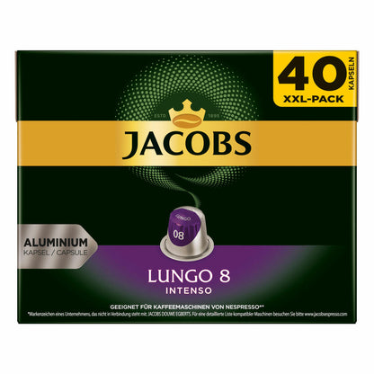 Jacobs Lungo 8 Intenso, Kaffeekapseln, Nespresso Kompatibel, Kaffee, 80 Kapseln, á 5.2 g