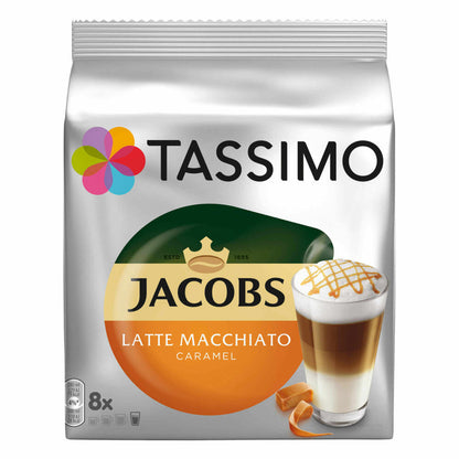 Tassimo Jacobs Latte Macchiato Caramel, Kaffee, Karamell, Milchkaffee, Kapsel, 80 T-Discs / 40 Portionen