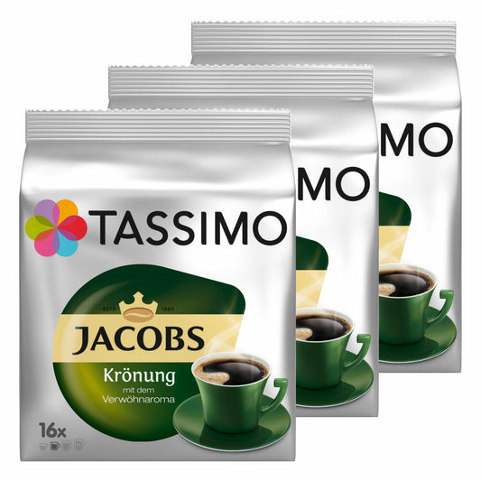 Tassimo Jacobs Krönung Kaffee Arabica Kaffeekapsel gemahlener Röstkaffee 3er Pack 3 x 16 T-Discs