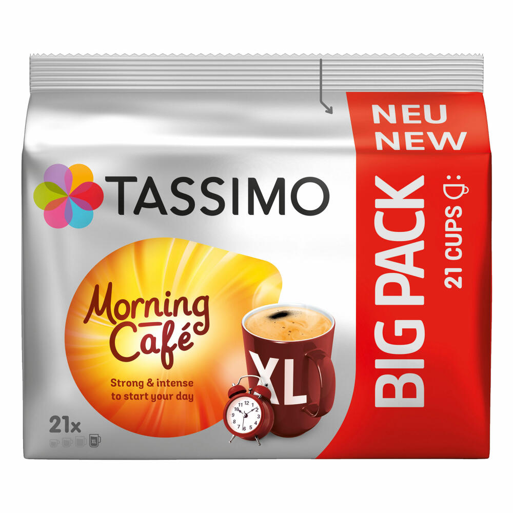 Tassimo Morning Cafe XL, 4er Pack, Frühstücks Kaffee, Morgen Kaffeekapsel, Gemahlener Röstkaffee, 84 T-Discs
