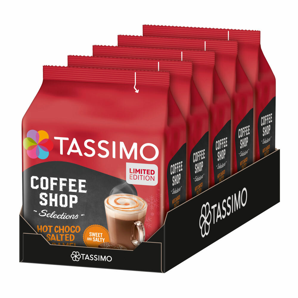 Tassimo Hot Choco Salted Caramel 5er Set, Coffee Shop Selections, Kakaogetränk mit Karamellgeschmack, 5 x 8 T-Discs / Portionen