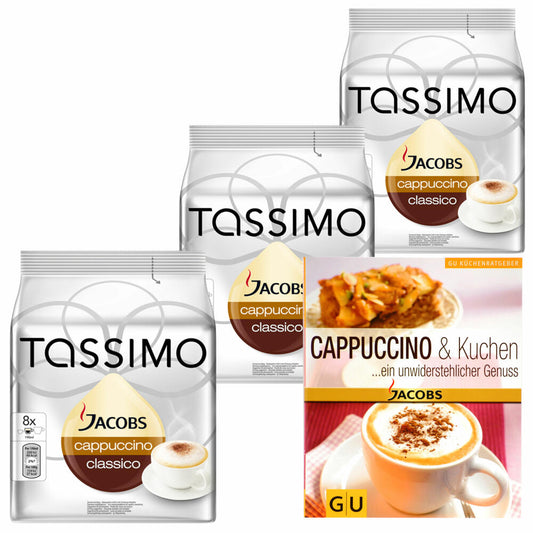 Tassimo Cappuccino Geschenkset für Weihnachten: 3 x 16 Cappuccino T-Discs + Gratis Küchenratgeber