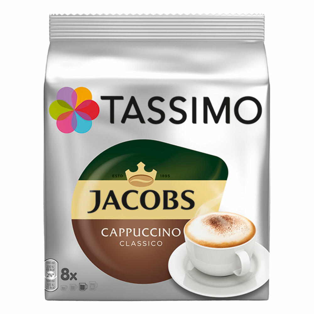 Tassimo Jacobs Cappuccino, Kaffee, Kaffeekapsel, gemahlener Röstkaffee, 2er Pack, 2 x 16 T-Discs (16 Portionen)