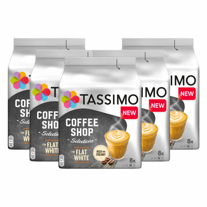 Tassimo Flat White 5er Set, Coffee Shop Selections, Kaffee, Kaffeegetränk, 80 T-Discs / 40 Portionen