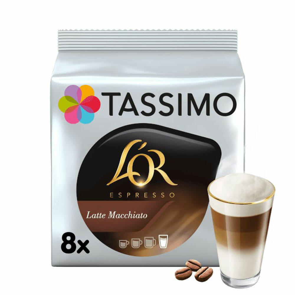 Tassimo LOr Espresso Latte Macchiato, Kaffee, Kaffeekapsel, T-Disc, Milchkaffee, 8 Portionen