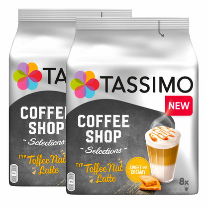 Tassimo Toffee Nut Latte 2er Set, Coffee Shop Selections, Karamell-Geschmack, 32 T-Discs / 16 Portionen