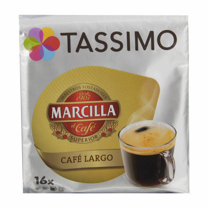 Tassimo Marcilla Café Largo Geschenkset mit Glas, 5-tlg., Kaffee, Kaffeekapsel, Gemahlener Röstkaffee, T-Discs