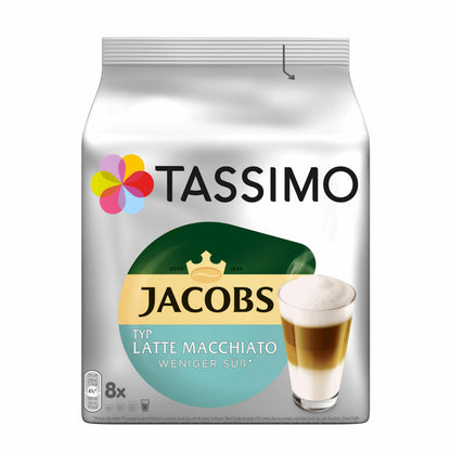 Tassimo Jacobs Typ Latte Macchiato Weniger Süß 5er Set, Kaffeekapsel, Milchkaffee, 80 T-Discs / 40 Portionen