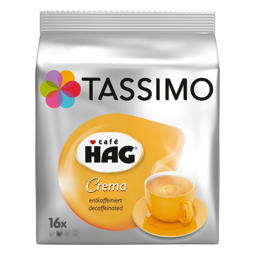 Tassimo Café HAG Crema Entkoffeiniert, Kaffeekapsel, Koffeinfreier Kaffee, Röstkaffee, 48 T-Discs