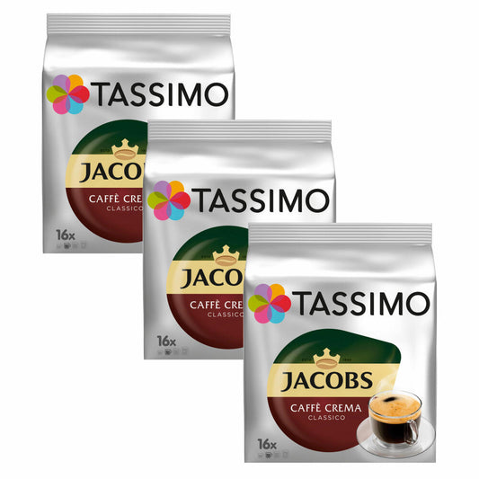 Tassimo Jacobs Caff Crema Classico, 3er Pack, Kaffee mit feiner Crema, 48 T-Discs