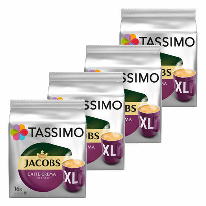 Tassimo Jacobs Caffè Crema Intenso XL, Kaffee Kapsel, Kaffeekapsel, gemahlener Röstkaffee, 64 T-Discs