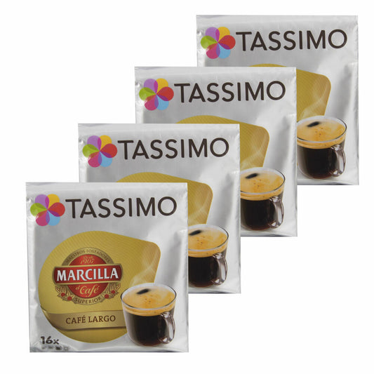 Tassimo Marcilla Café Largo, Kaffee, Kaffeekapsel, Gemahlener Röstkaffee, 64 T-Discs