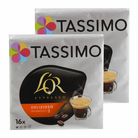 Tassimo L'Or Espresso Delizioso, Kaffee, Kaffeekapsel, Gemahlener Röstkaffee, 32 T-Discs