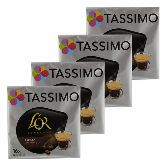Tassimo L'Or Espresso Forza, Kaffee, Kaffeekapsel, Gemahlener Röstkaffee, 64 T-Discs