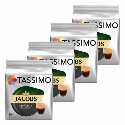 Tassimo Jacobs Espresso Classico, Kaffee, Kaffeekapsel, gemahlener Röstkaffee, 4 x 16 T-Discs
