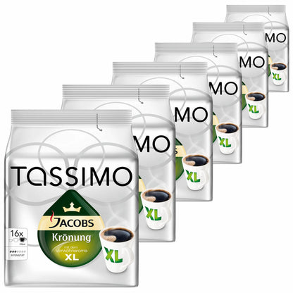 Tassimo Jacobs Krönung XL, Kaffee, Arabica, Kaffeekapsel, gemahlener Röstkaffee, 6er Pack, 6 x 16 T-Discs