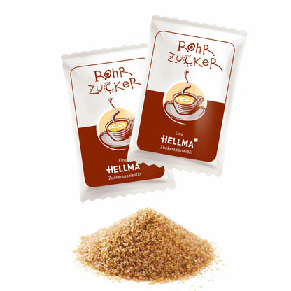 HELLMA Rohrzucker-Sachets, Zuckerspezialität für Gastro und Hotel, Zucker, 2000 x 4.6 g