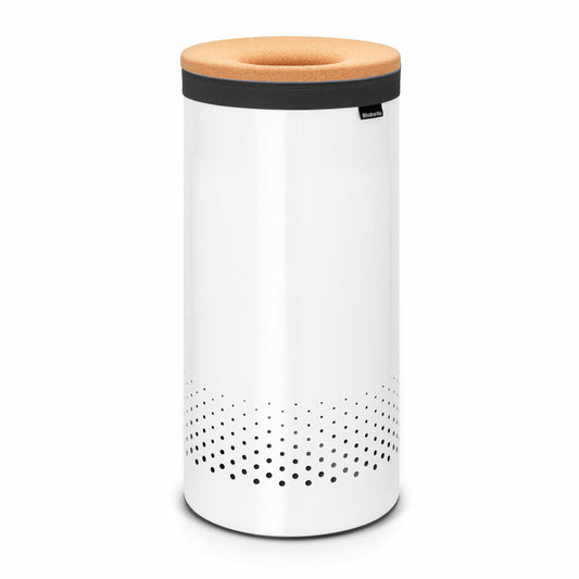 Brabantia laundry box, laundry basket, laundry chest, laundry box, laundry collector, laundry, chest, cork lid, white, 35 L, 104367