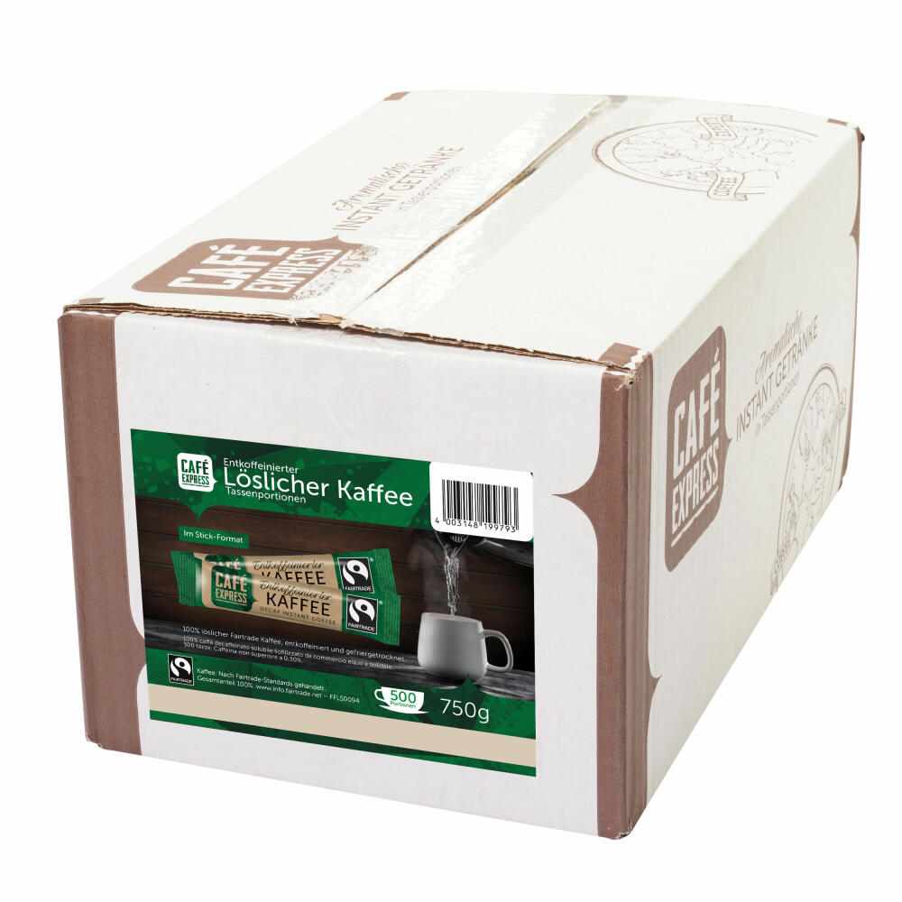 Café Express Kaffeesticks entkoffeiniert, löslicher decaf Kaffee, Instantkaffee, 500 x 1.5 g