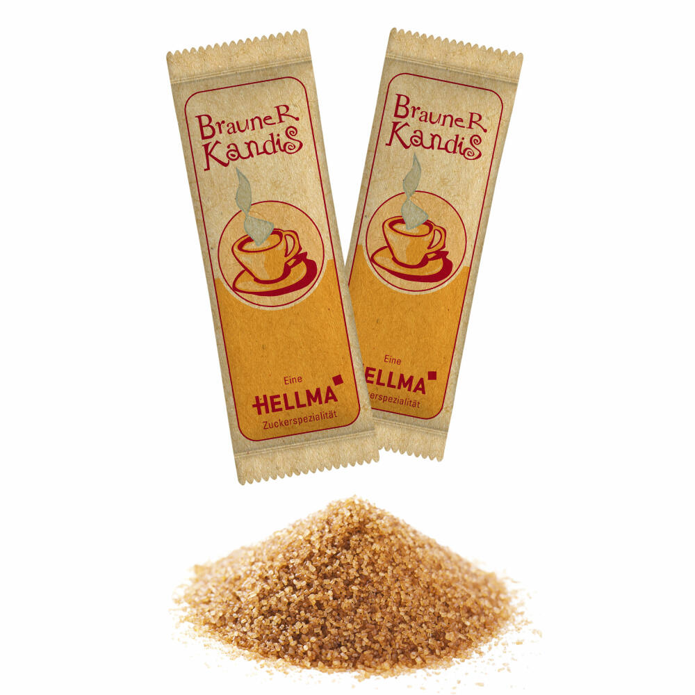 HELLMA Kandiszucker-Sachets Braun, Kandis für Gastro und Hotel, Zucker, 1000 x 6g