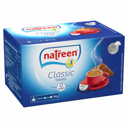 natreen Classic Süßstoff Tabs, Süßstofftabletten, Süßungsmittel, Vegan, für Gastro, Hotel, Büro, Kantine, 500 x 2 Tabs