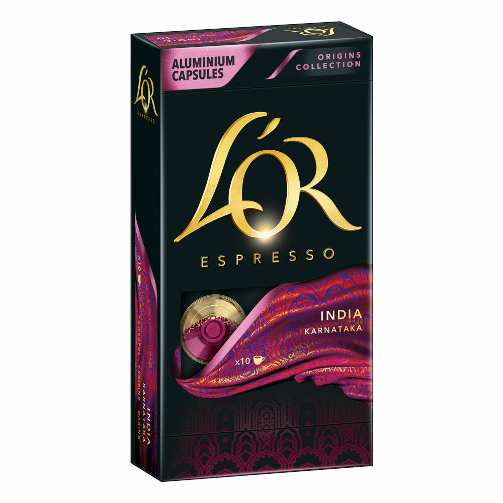 Douwe Egberts LOR Espresso India Karnataka, Kaffeekapseln, Nespresso Kompatibel, gemahlener Röstkaffee, 40 Kaffee Kapseln