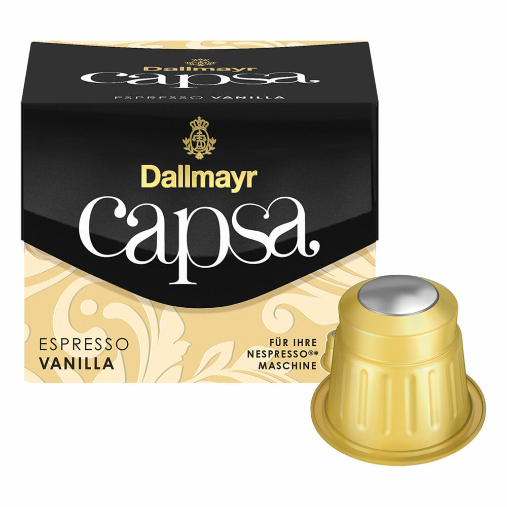 Dallmayr Capsa Espresso Vanilla, Nespresso Kompatibel Kapsel, Kaffeekapsel, Röstkaffee, Kaffee, 10 Kapseln, 56 g