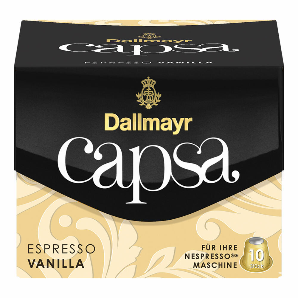 Dallmayr Capsa Espresso Vanilla, Nespresso Kompatibel Kapsel, Kaffeekapsel, Röstkaffee, Kaffee, 10 Kapseln, 56 g