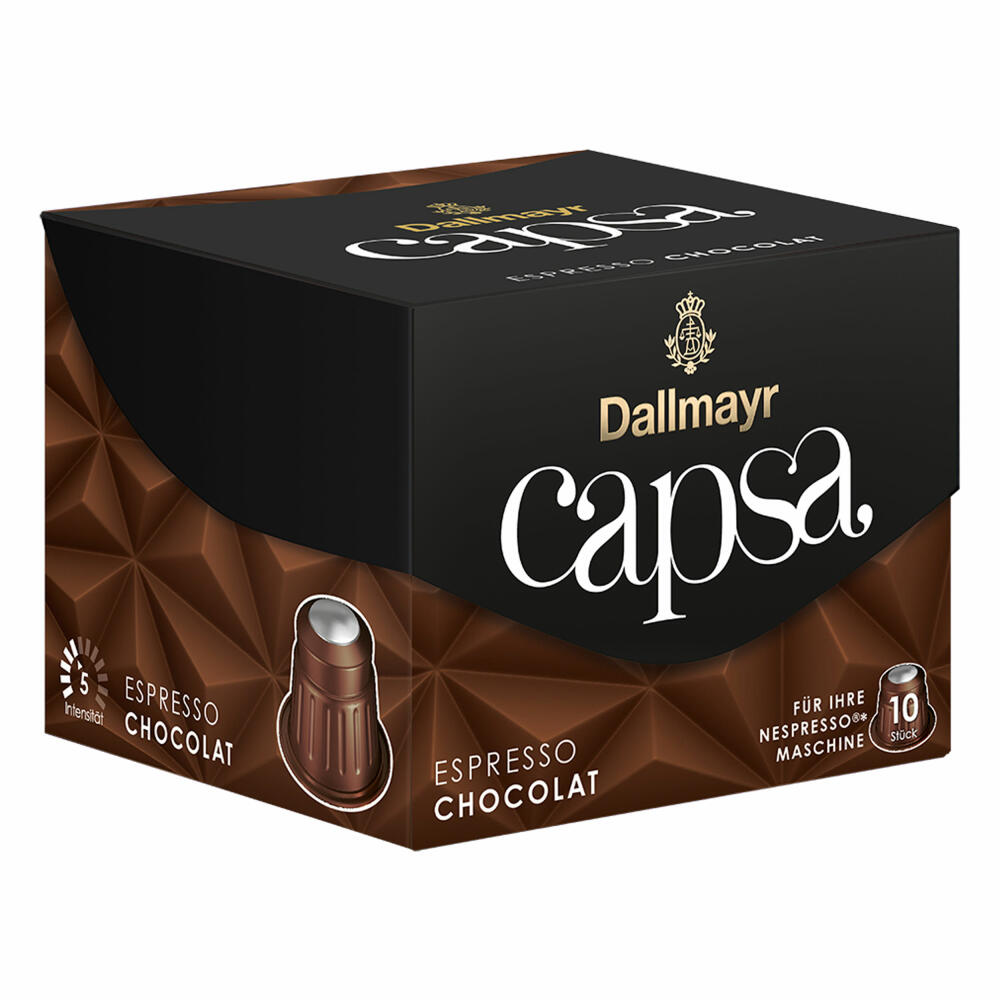 Dallmayr Capsa Espresso Chocolat, Nespresso Kompatibel Kapsel, Kaffeekapsel, Röstkaffee, Kaffee, 10 Kapseln, 56 g