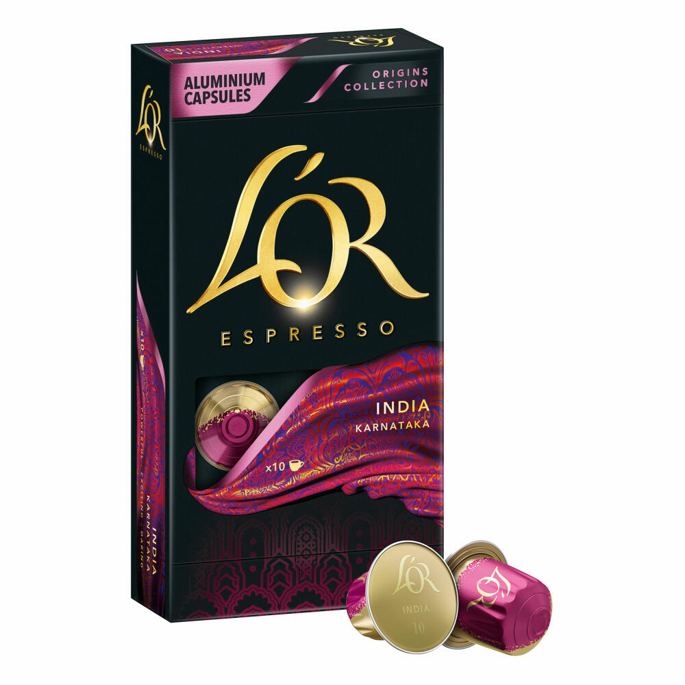 Douwe Egberts LOR Espresso India Karnataka, Kaffeekapseln, Nespresso Kompatibel, gemahlener Röstkaffee, 40 Kaffee Kapseln