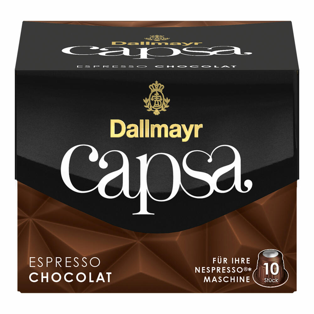 Dallmayr Capsa Espresso Chocolat, Nespresso Kompatibel Kapsel, Kaffeekapsel, Röstkaffee, Kaffee, 10 Kapseln, 56 g