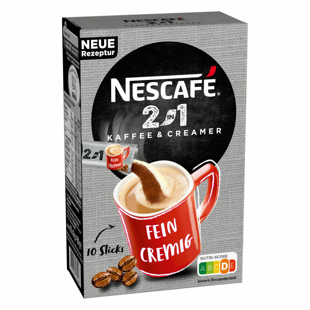 Nescafé 2in1 Sticks, Instant Coffee with Creamer, Instant Coffee, 10 Portion Sticks
