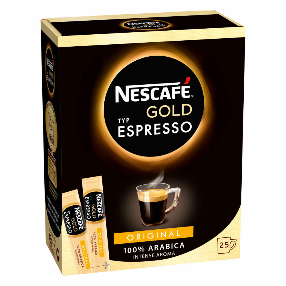 Nescafé Gold Typ Espresso, Löslicher Kaffee, Instantkaffee, Instant, Stick, 6 x 25 Sticks