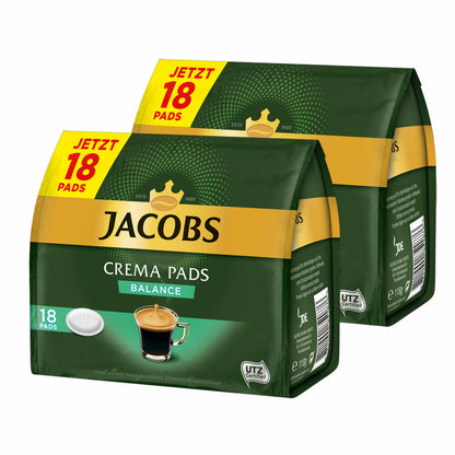 Jacobs Coffee Pads Crema Pads, Balance, Velvety &amp; Soft Taste, Coffee, 36 Pads