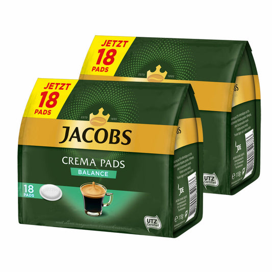 Jacobs Coffee Pads Crema Pads, Balance, Velvety &amp; Soft Taste, Coffee, 36 Pads