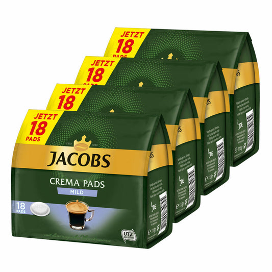 Jacobs Coffee Pads Crema Pads, Mild, Mild &amp; Soft Taste, Coffee, 72 Pads
