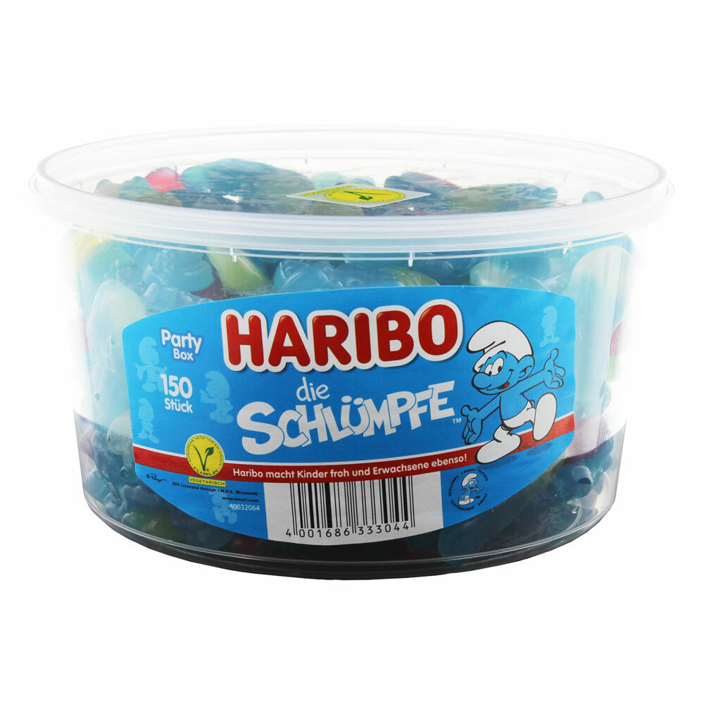 Haribo Schlümpfe, Gummibärchen, Weingummi, Fruchtgummi, 150 Stück, 1350g Dose