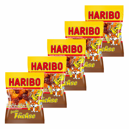 Haribo Freche Füchse, 5er Pack, Gummibärchen, Weingummi, Fruchtgummi, Im Beutel, Tüte