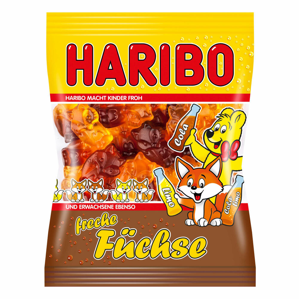 Haribo Freche Füchse, 5er Pack, Gummibärchen, Weingummi, Fruchtgummi, Im Beutel, Tüte
