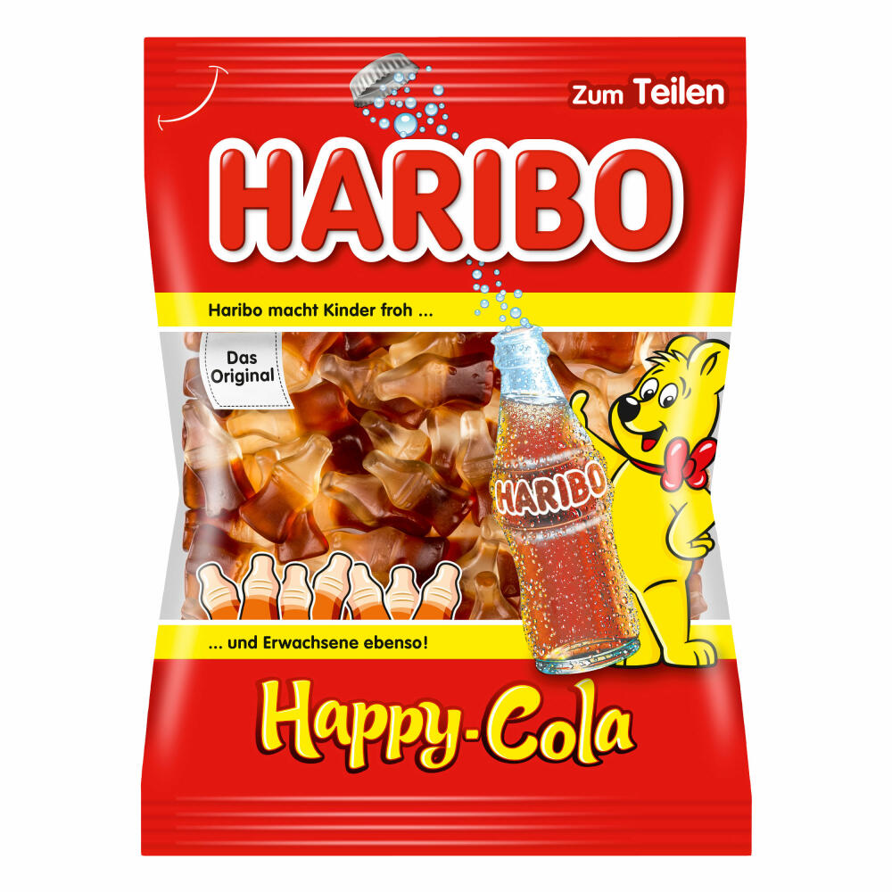 Haribo Happy Cola, 3er Pack, Gummibärchen, Weingummi, Fruchtgummi, Im Beutel, Tüte
