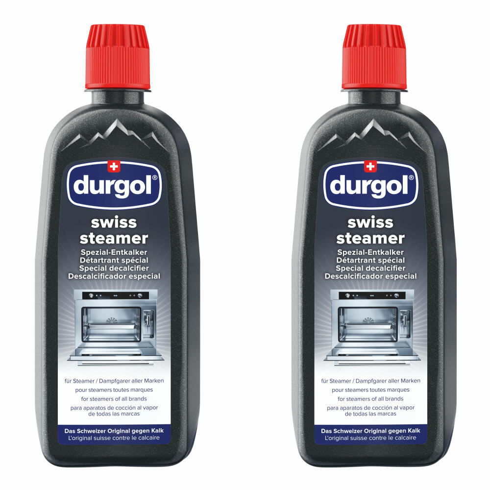 Durgol Swiss Steamer Spezial-Entkalker für hochwertige Steamer und Dampfgarer flüssig, 2er Set, 2 x 500 ml