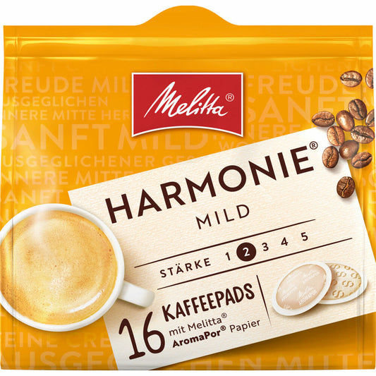 Melitta Pads Cafe Harmonie Mild, coffee pads, coffee, for pad machines, 16 pads, á 16 g